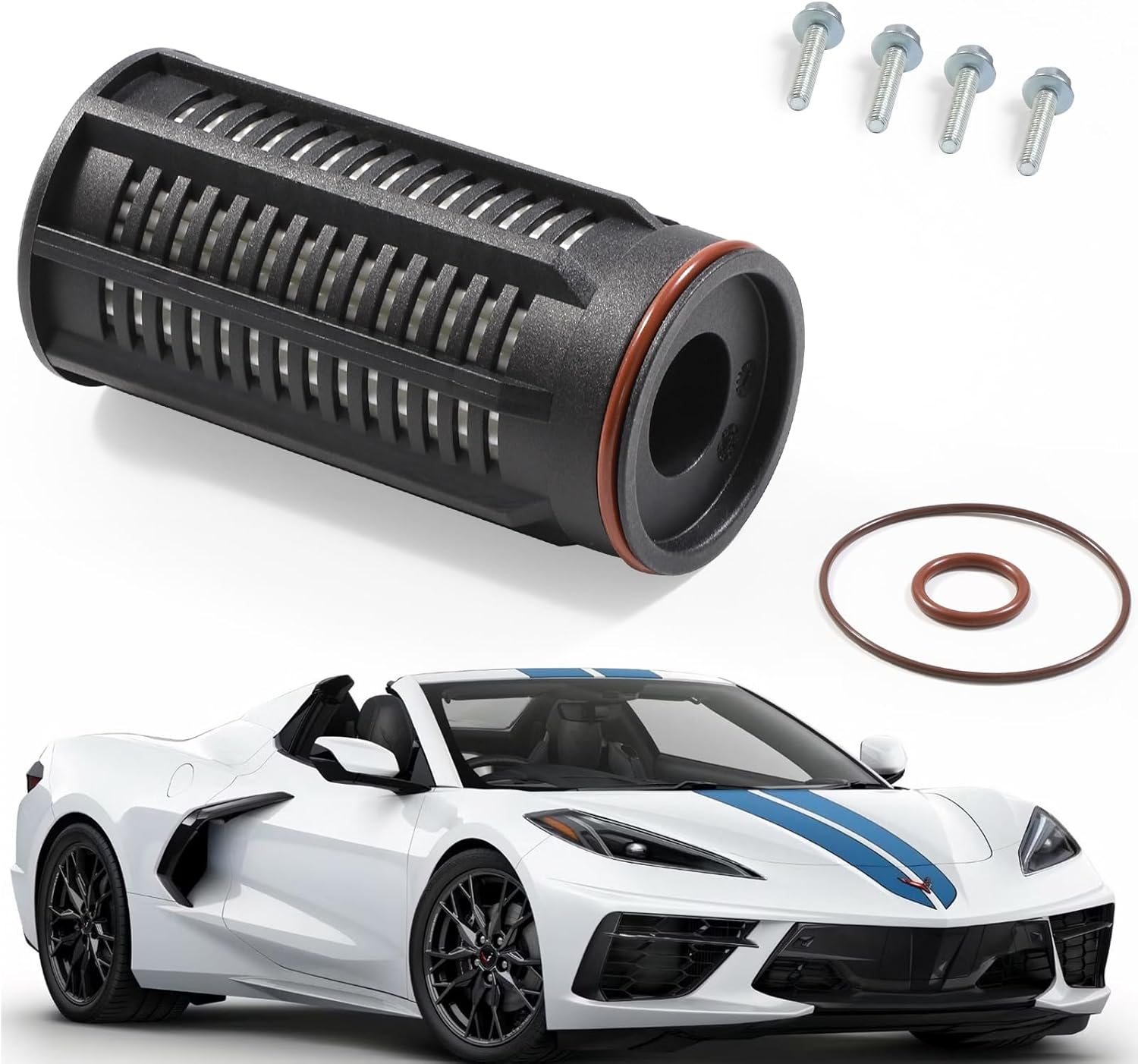 24045729 Automatic Transmission Fluid Filter Kit with 4 Bolts & Oil Drain Plug Seal Compatible with Chevrolet Corvette C8 Stingray LT2 6.2L 2020-2024 for Transmission Fluid Dct Oil Filter
