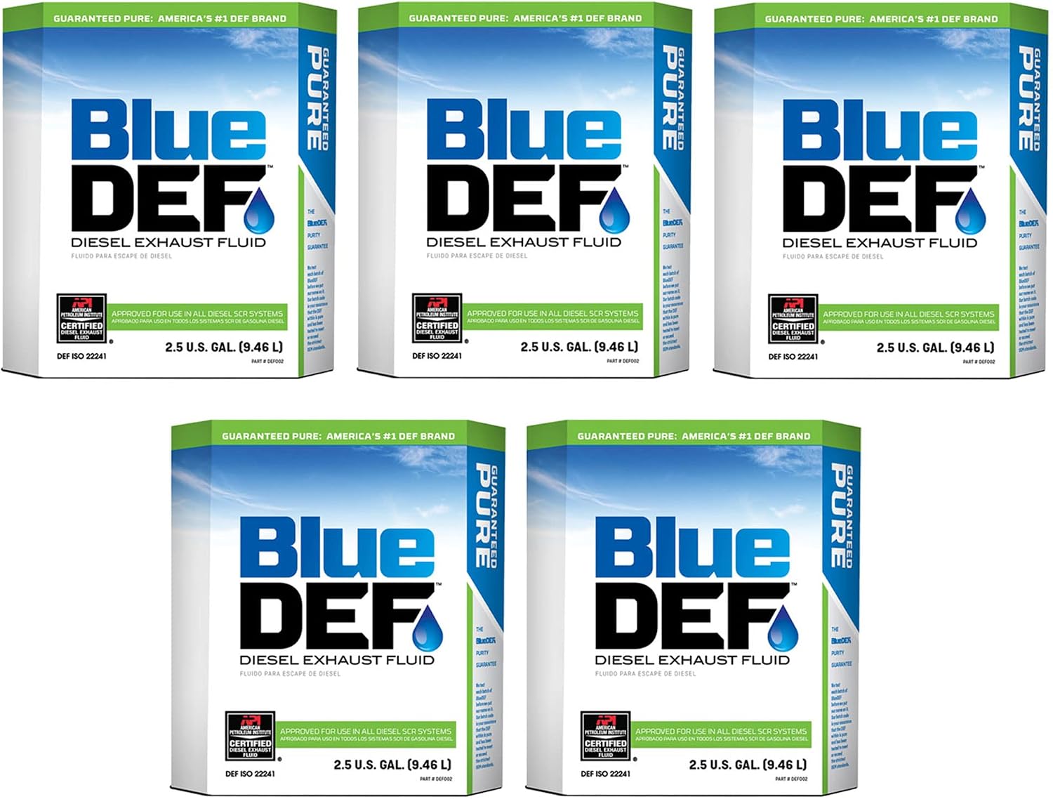 BlueDEF Diesel Exhaust Fluid Synthetic Urea Deionized Water 2.5 Gallon (5 Pack)