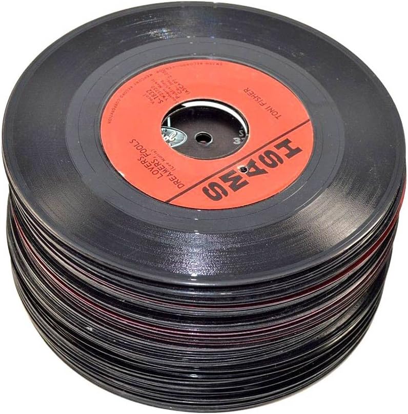 VinylShopUS - Lot of 7" Vinyl Records for Crafts & Decoration Artwork for Party Decor Artist Studio Vintage Look (Lot of 10)