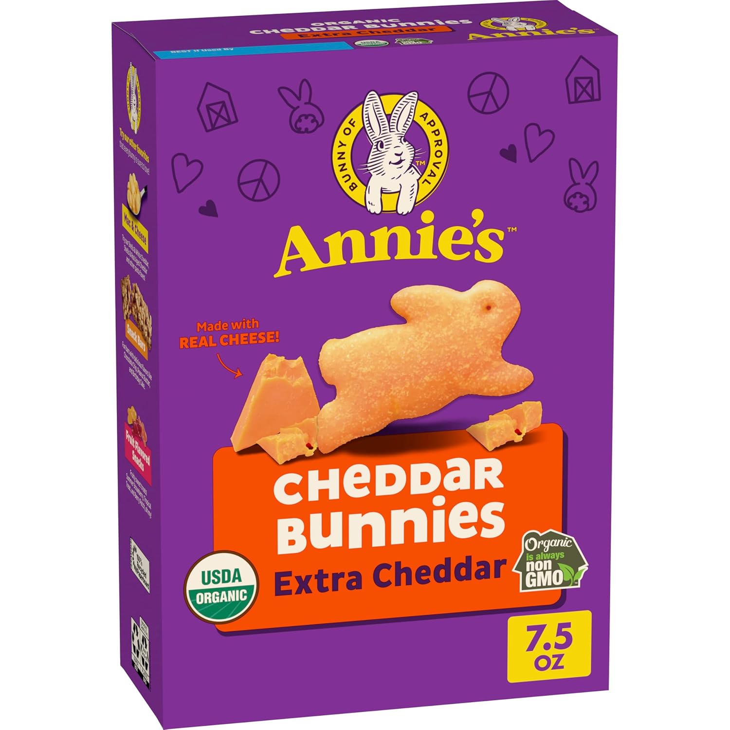 Annie's Organic Cheddar Bunnies Snack Crackers, Extra Cheddar, Baked With Real Cheese, 7.5 oz