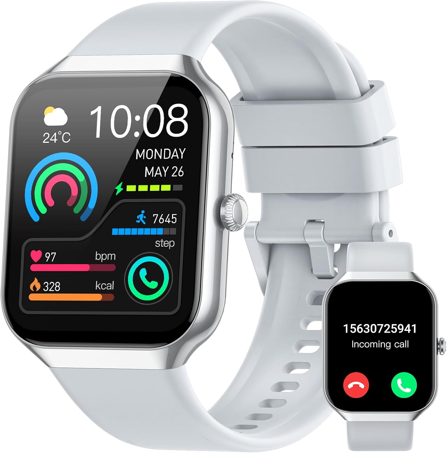 Smart Watch for Men Women Answer/Make Calls, 1.96" Fitness Watch Step Counter Heart Rate Sleep Monitor, Fitness Tracker 113+ Sports Activity Trackers IP68 Waterproof Smartwatches for Android IOS Gray