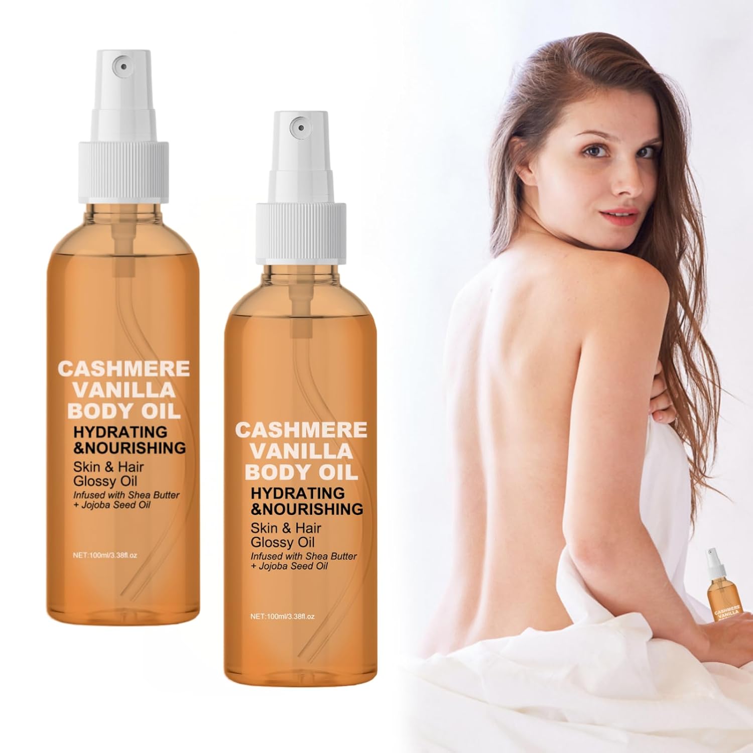 Vanilla Cashmere Body Oil, Shea Butter with Jojoba and Radiance Oil for Dry Skin and Hair, Vanilla Cashmere Lotion Mist Spray for Skin