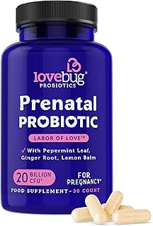Lovebug Prenatal Probiotic | Helps with Morning Sickness, Nausea, Heartburn & Digestion | Helps Baby Microbiome | Multi Strain 20 Billion CFU | 30 Capsules