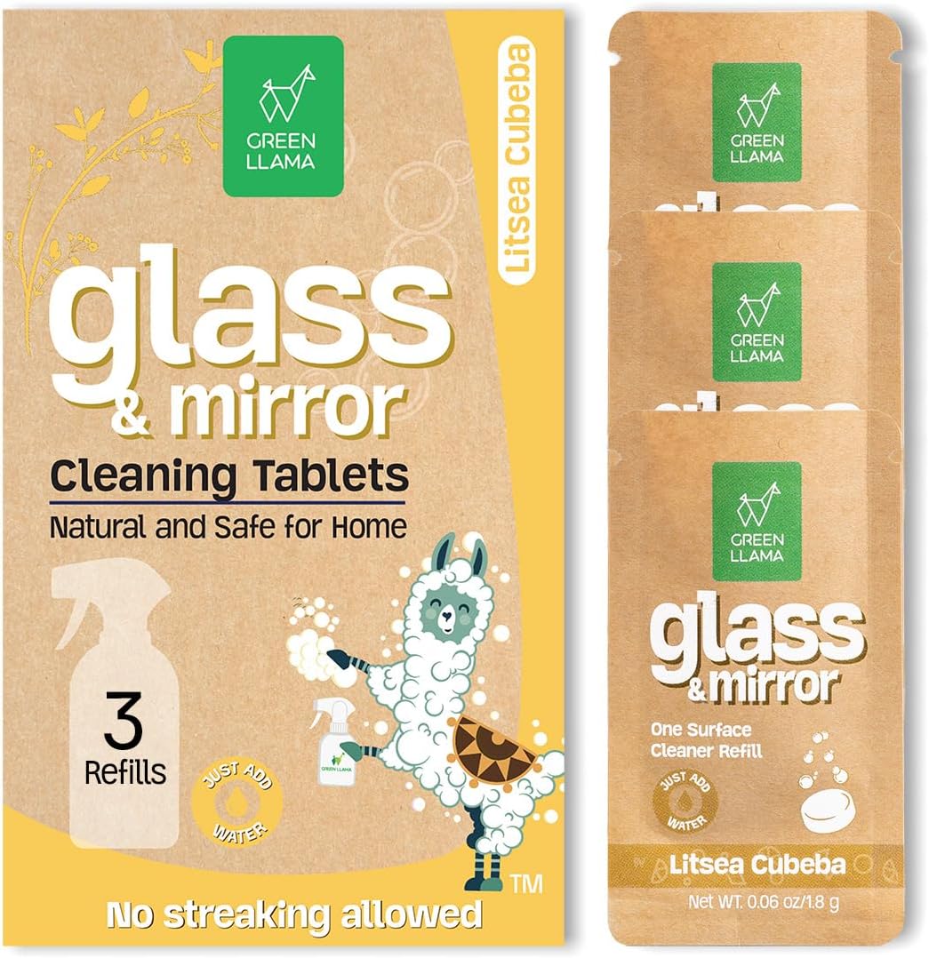 Window and Glass Refill 3-Pack - Certified Compostable Packaging, Natural Cleaning Solution for Windows and Glass - Eco-Friendly and Sustainable