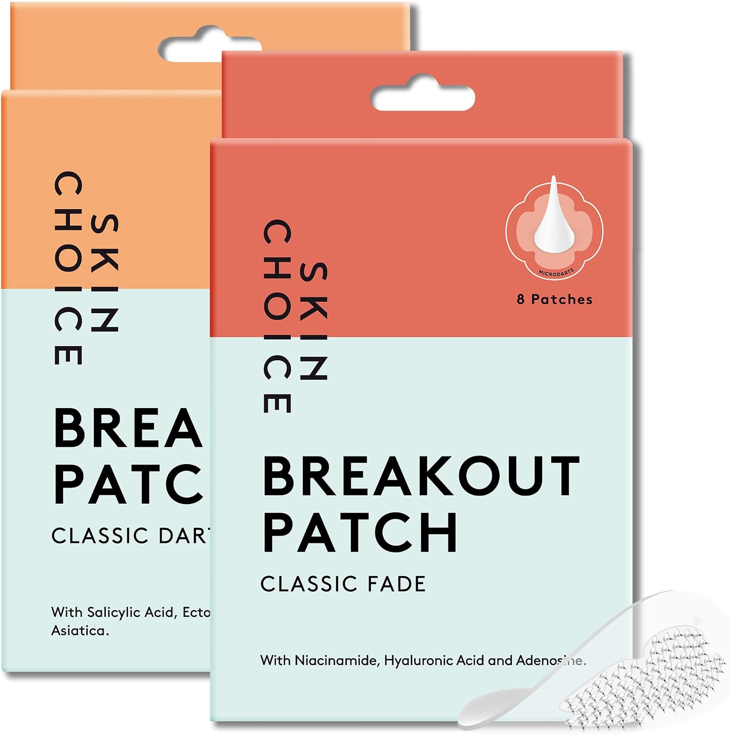 SKIN CHOICE Microdart Pimple Patches Bundle Dots for Early Stage Pimples and Dark Spots, Niacinamide, Salicylic Acid, Hyaluronic Acid, CICA, Tea Tree, Hydrocolloid Patch, Vegan Cruelty-Free (16 Pcs)