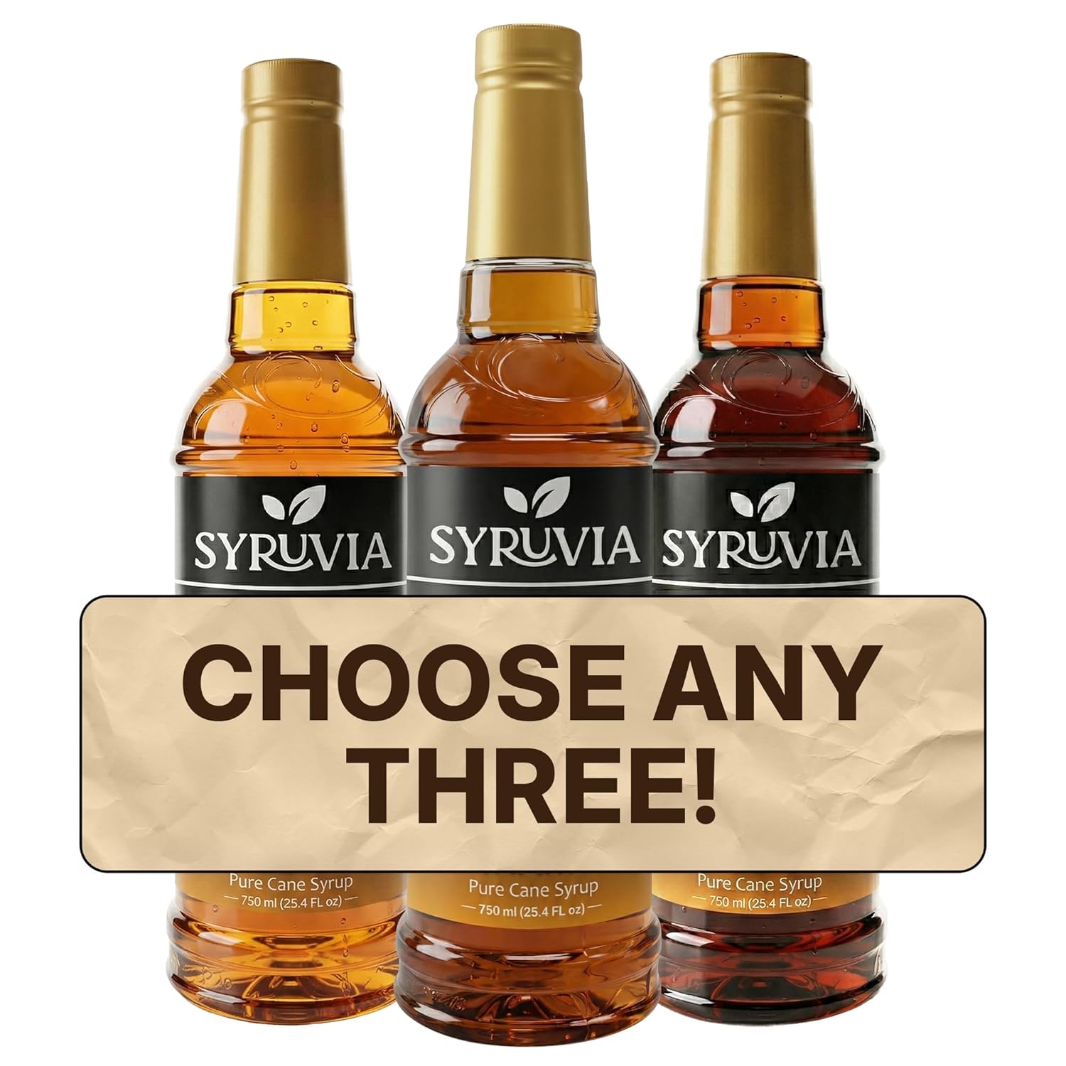Syruvia Coffee Syrup – Choose Your Flavors Custom Bundle – Premium Flavored Syrup for Coffee, Drinks & Lattes – 25.4 fl oz Bottles – Build Your Own 3 Pack