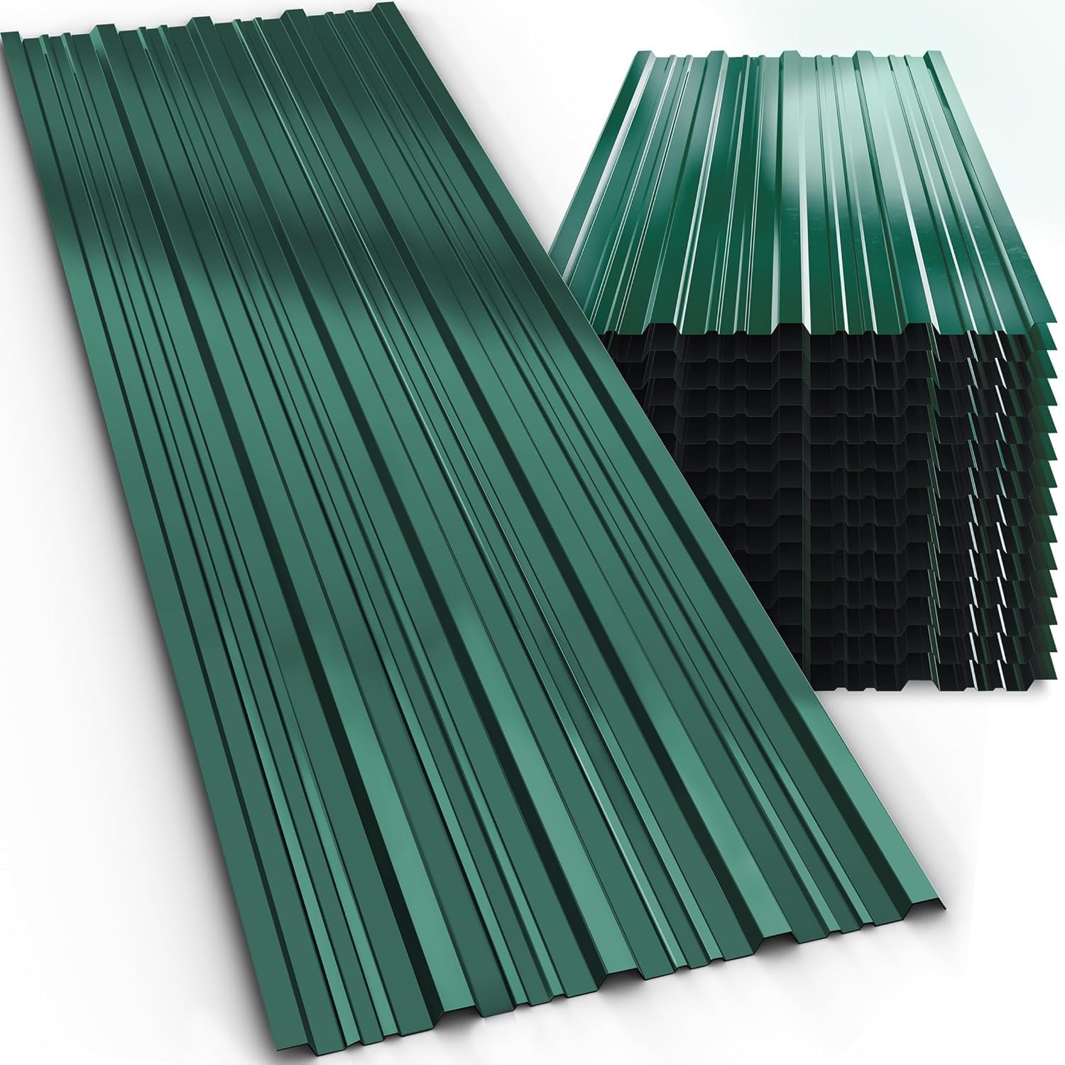 GARDEBRUK® 14x Galvanised Metal Roofing Sheets | Box Profile 110x46cm Coated 7m² Cladding Walling Sheeting | Trapezoidal Corrugated Roof Garage Shed Carport Greenhouse Panels | Green