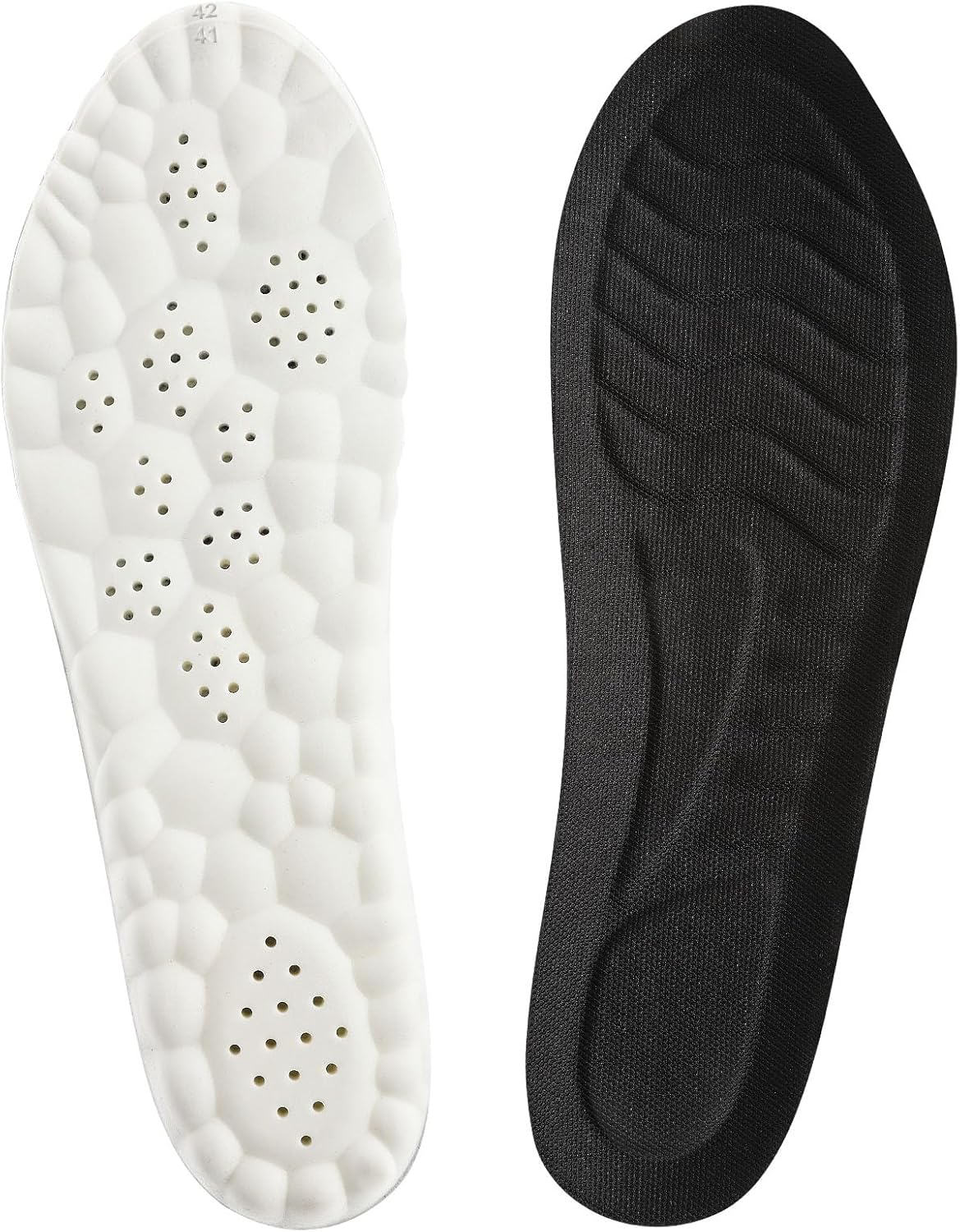 Memory Foam Insoles for Men and Women, Comfort Insoles with Arch Support, Heel Cushioning Replacement Massage Insole for Trainers, Sneakers, Soprts Shoes, Work Boots, Black(US M: 7.5/8 or W: 8.5/9)