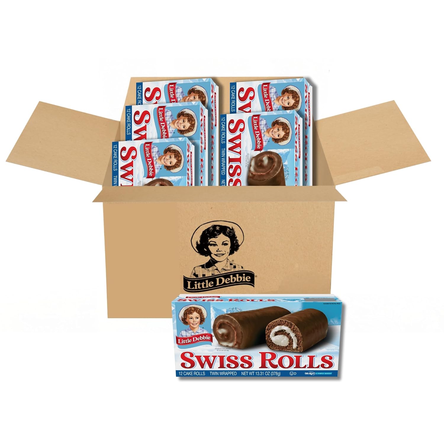 Little Debbie Swiss Rolls, 36 Chocolate Cake Rolls Layered With Creme (6 Boxes)