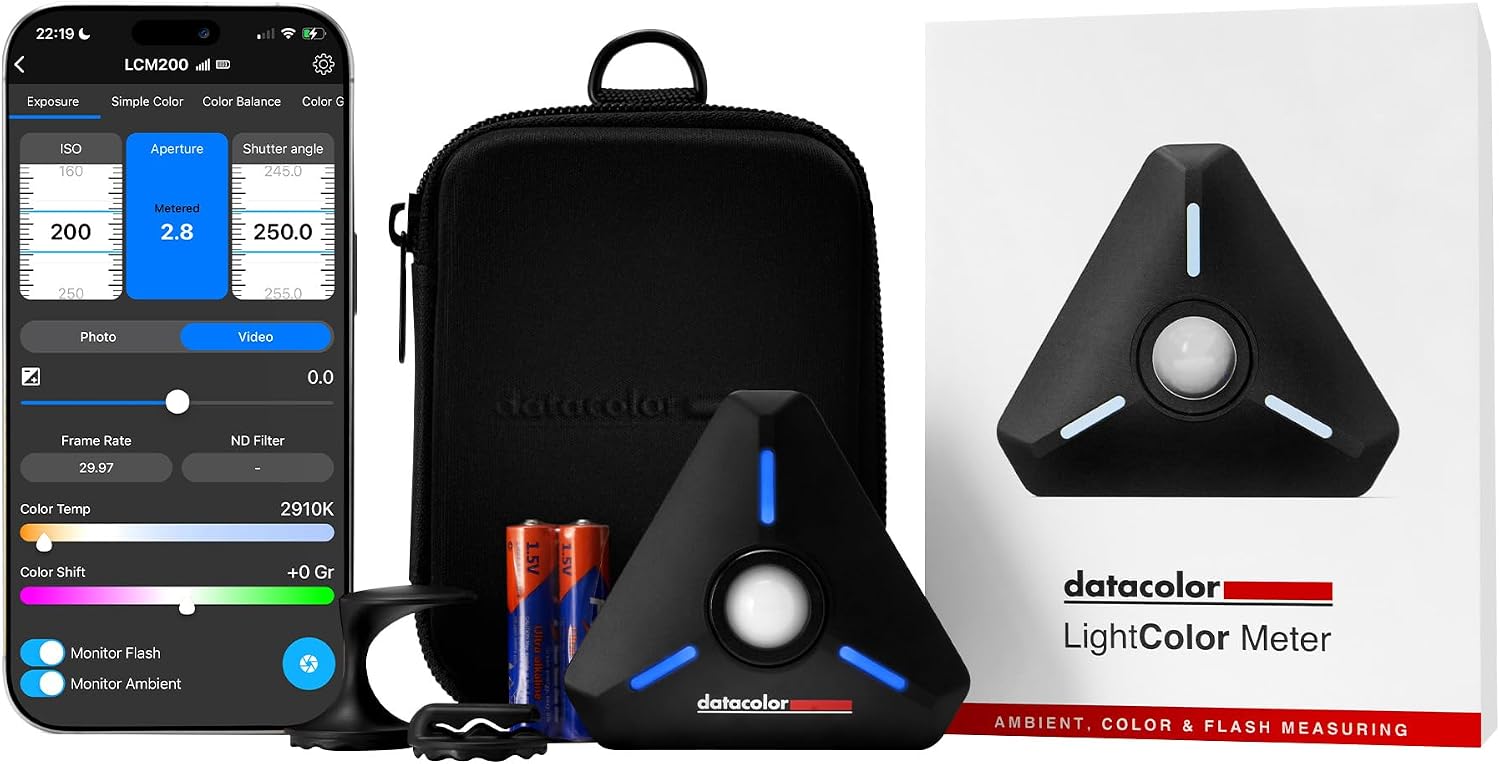 Datacolor LightColor Meter - Bluetooth-Enabled Light & Colour Temperature Meter for Photo, Video, and Cinema - Continuous Real Time Data Streaming - Portable, Compact, Drop-Resistant