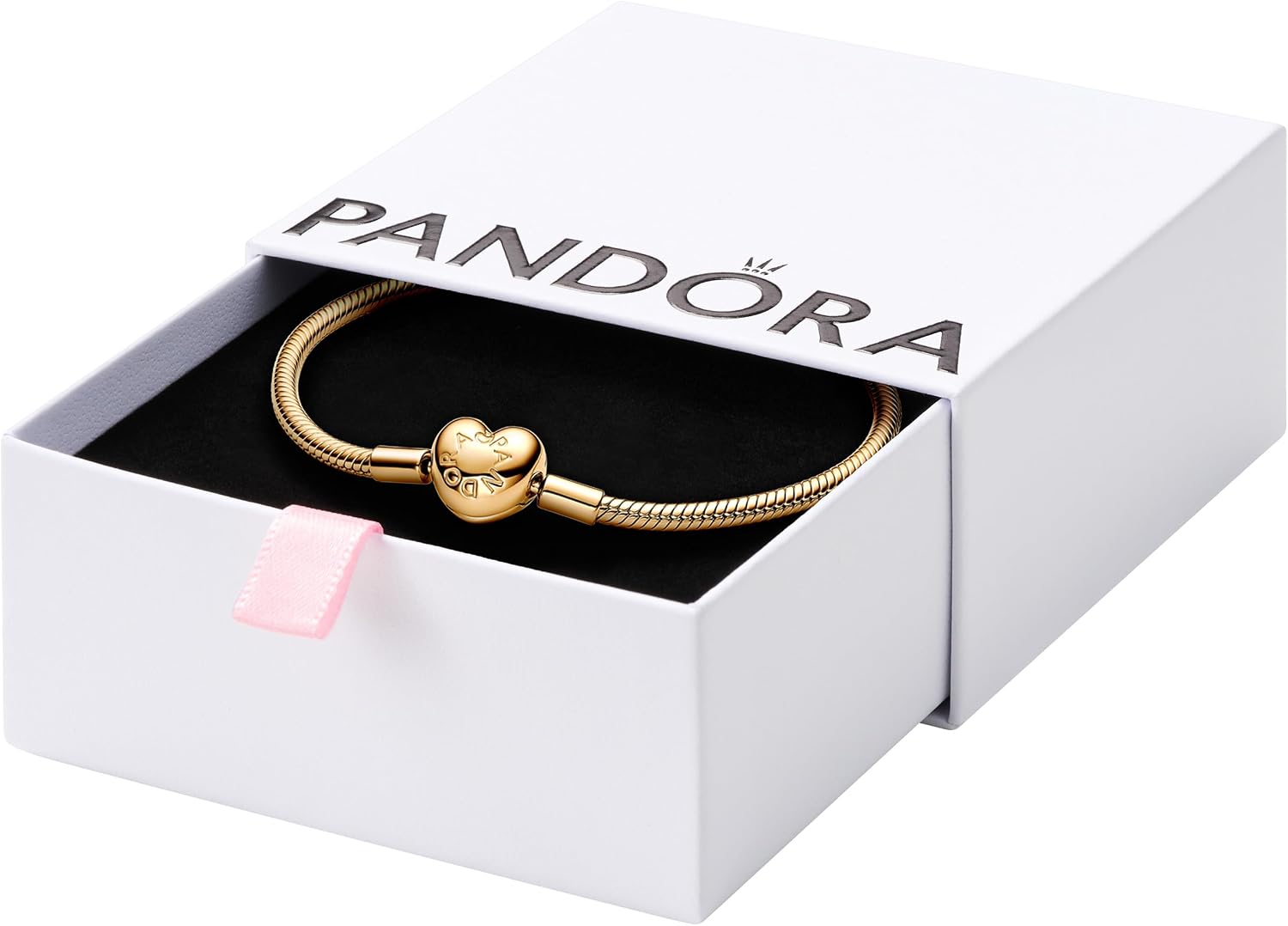 PANDORA Heart Clasp Snake Chain Bracelet - Heart Clasp - Romantic Jewelry for Her with Gift Box - Compatible Moments Charms