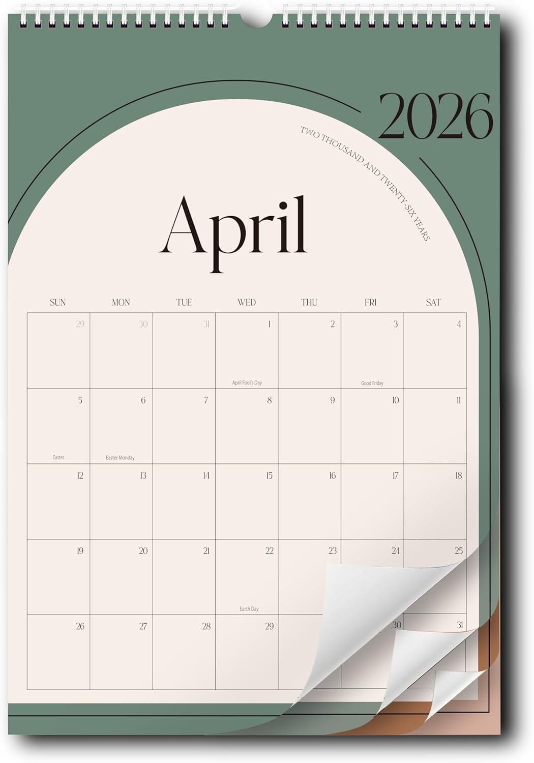 Aesthetic Wall Calendar 2025, 20 Monthly Vertical Calendar May 2025 to December 2026, 15" x 10" Modern Wall Hanging Calendar for School, Home, Office for Monthly Organizing & Planning (Brown)