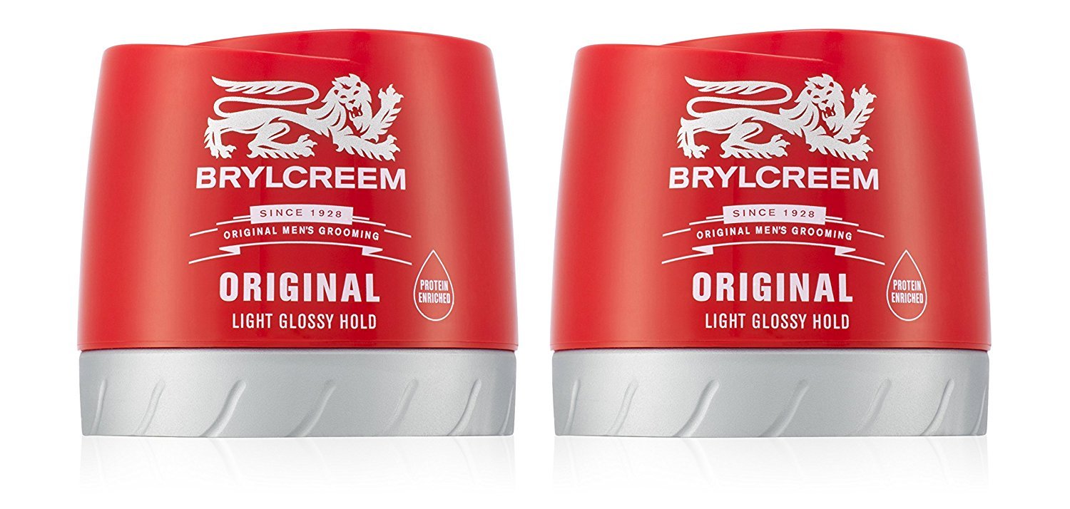 2x Brylcreem ORIGINAL LIGHT GLOSSY HOLD Mens Hair Styling Cream RED TUB 150ml by Brylcreem
