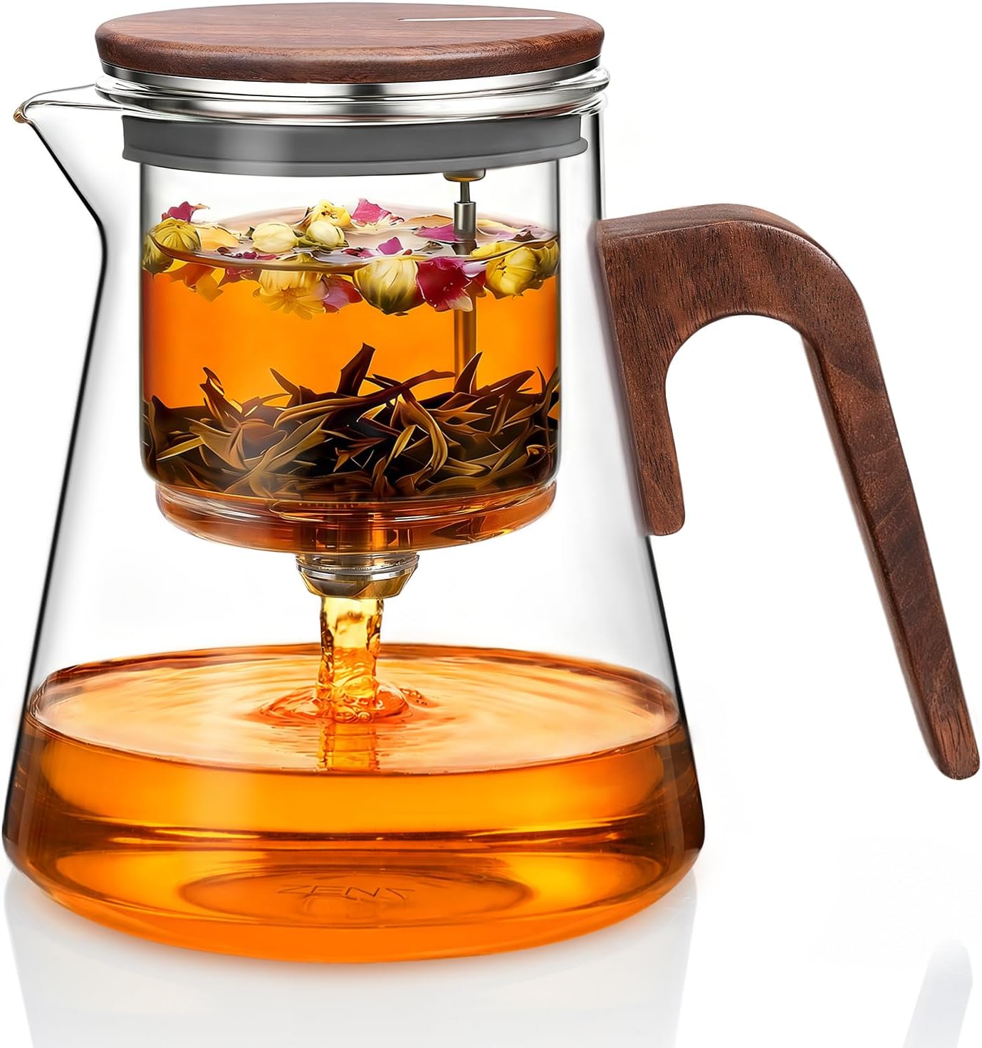 ZENS Magnetic Glass Infuser Teapot for Loose Leaf Tea, 27oz Magic Tea Pot