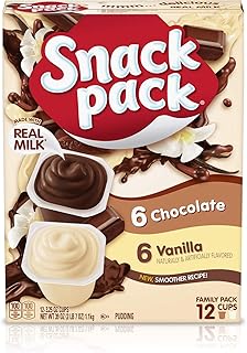 Snack Pack Chocolate and Vanilla Flavored Pudding Cups Family Pack, 12 Count Pudding Cups (1 Pack)