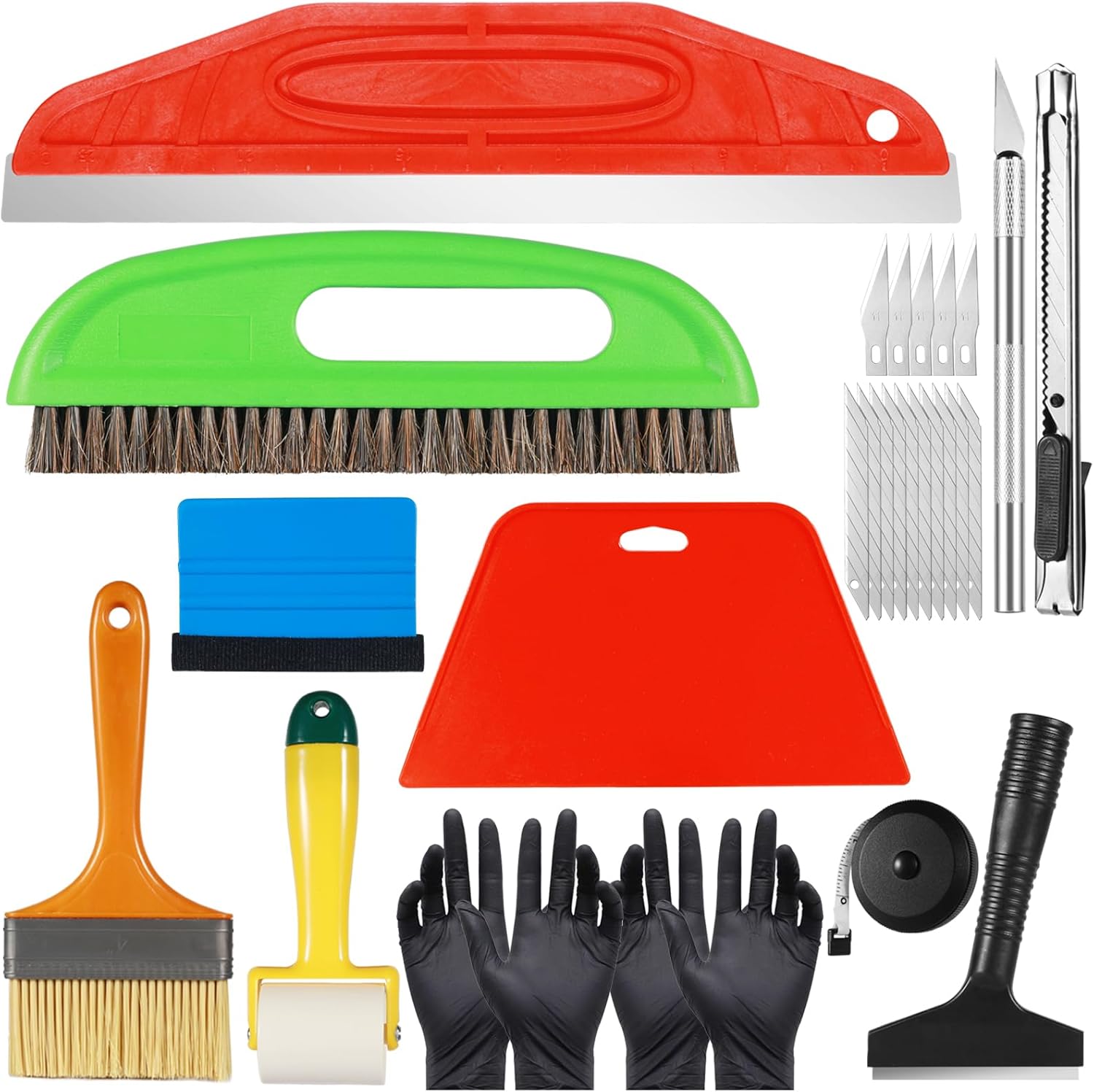 Ysimple 13Pcs Wallpaper Tools, Professional Wallpaper Smoothing Tool with Wallpaper Paste Brush, Squeegee, Seam Roller, Trimming Tool, Wallpapering Kit for Adhesive Contact, Paper, Window Film, Vinyl