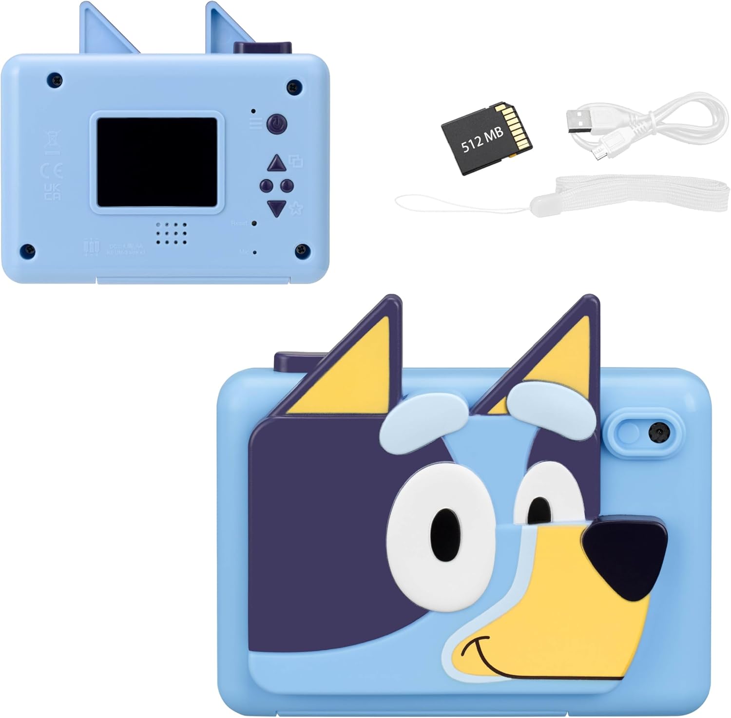ekids Bluey Kids Camera with SD Card, Digital Camera for Kids with Video Recording, Built-in Digital Stickers for Fans of Bluey Toys