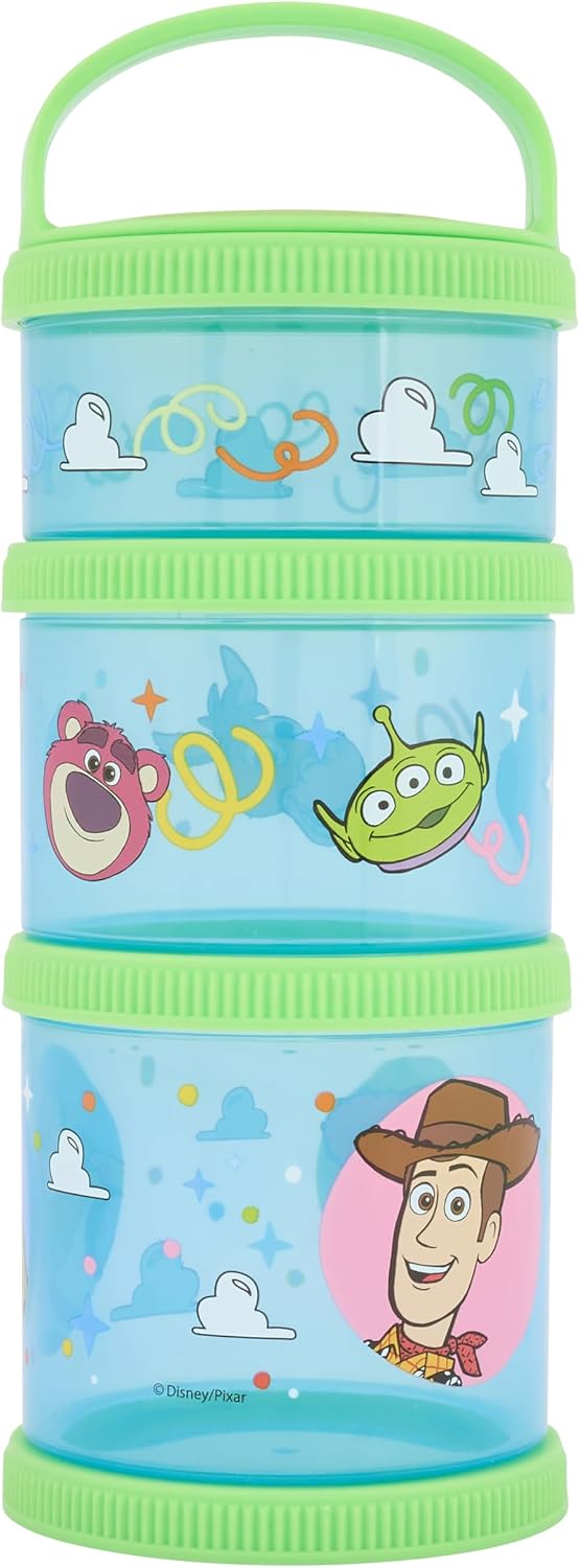 Disney Toy Story Snack Stack - 3 Stackable Containers with Secure Closure, Featuring Woody, Buzz Lightyear & More - BPA Free, Ages 36+ Months
