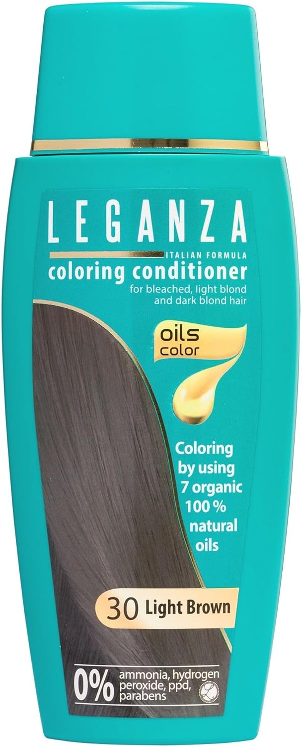 Leganza Hair Coloring Conditioner Natural Balm Color Light Brown Nº 30 | Enriched with 7 Natural Oils | Ammonia, PPD and Paraben Free | 150 ml