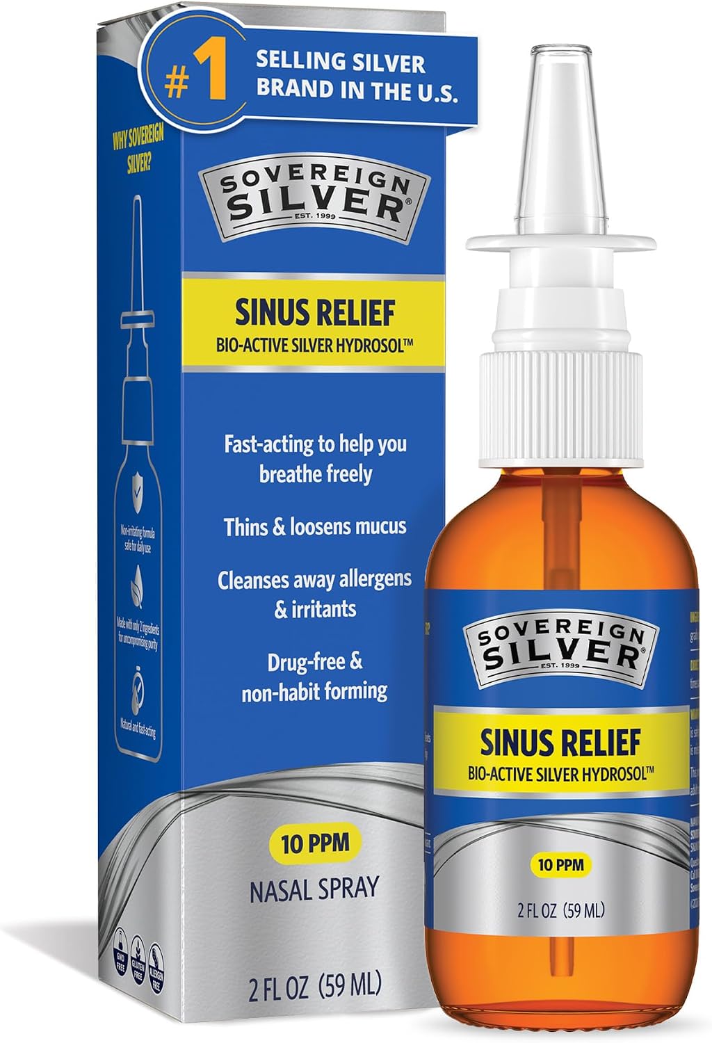 Sovereign Silver Sinus Relief Nasal Spray, 2 fl oz (59 mL)