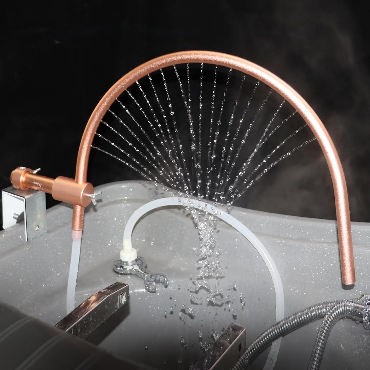MoyRetty Head Spa Equipment Frame with Pump, Portable Extensions Water Circulation Waterfall, Scalp Massage Water Outlet Basin Attachment Rack