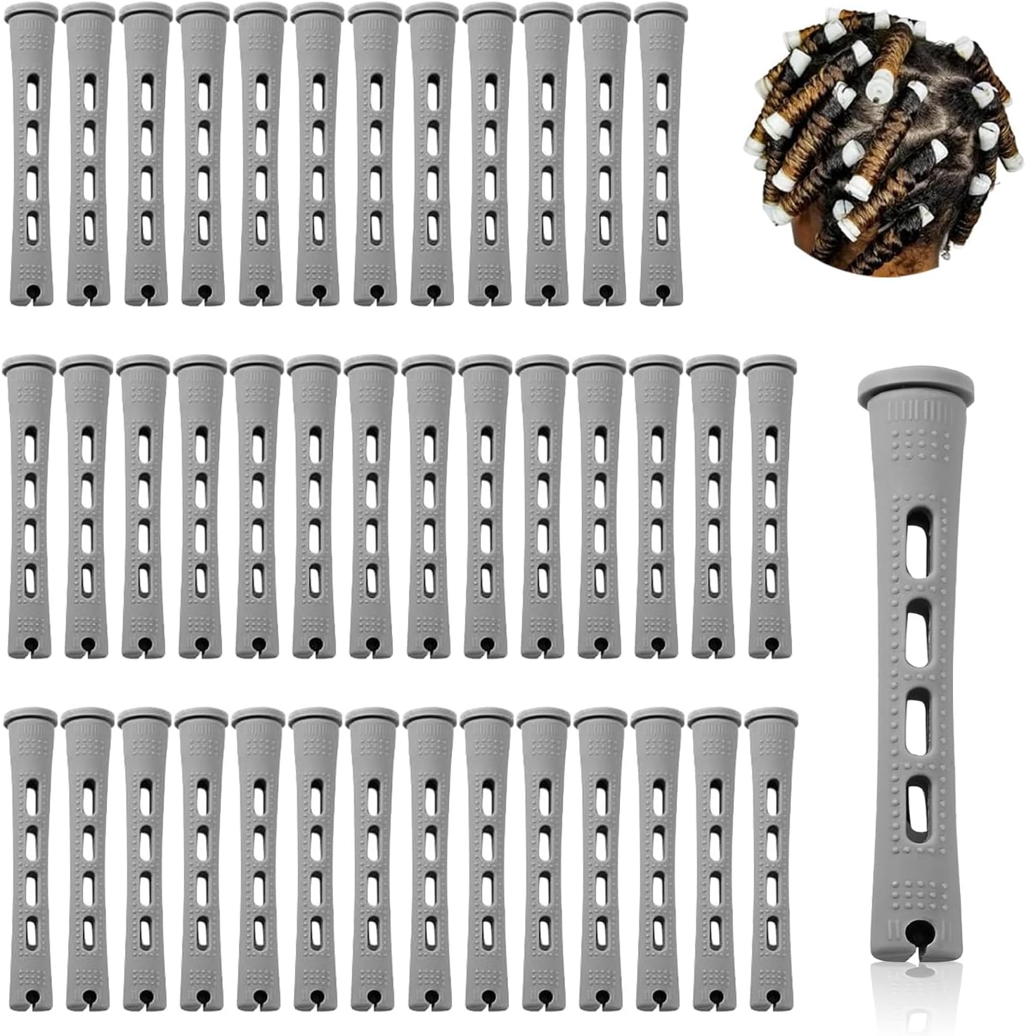 40 Pcs Perm Rollers Set for Long & Short Hair - 0.59 Inch Medium Cold Wave Rods, DIY Curling Tools for Natural Hairstyles, Hair Curling Rods for Home or Salon Styling