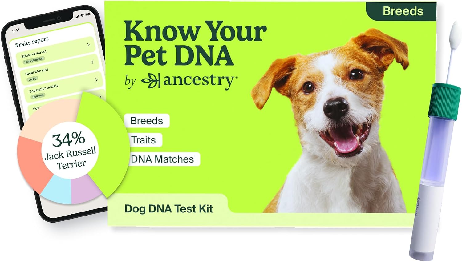 AncestryDNA Know Your Pet DNA by Ancestry: Dog DNA Breed Identification Test, Genetic Traits, DNA Matches, Dog DNA Test