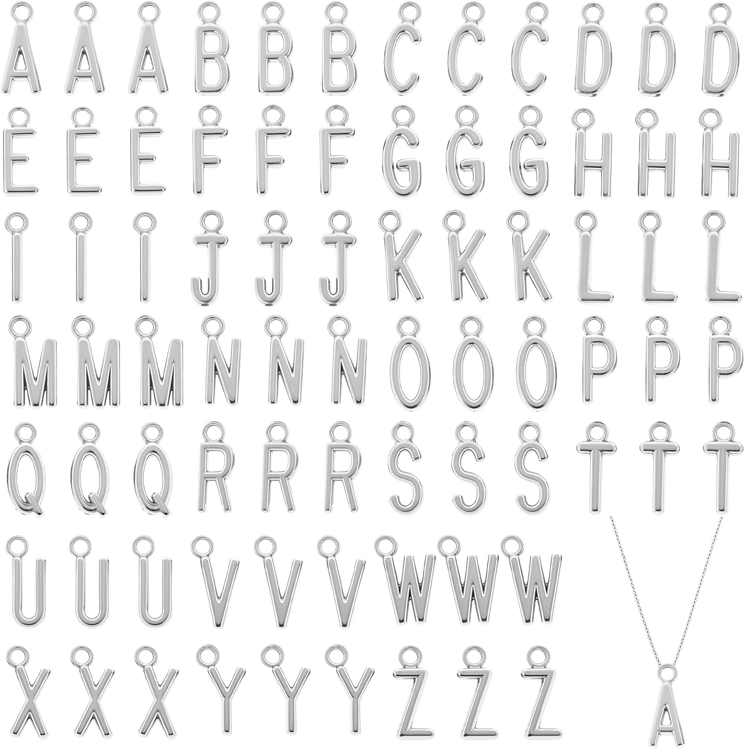 78 Pcs Letter Charms, Alloy Small Charm for Jewelry Making Bright Silver Alphabet Charm Capital A-Z Charms for DIY Bracelet Necklace Pendants Earring Jewelry