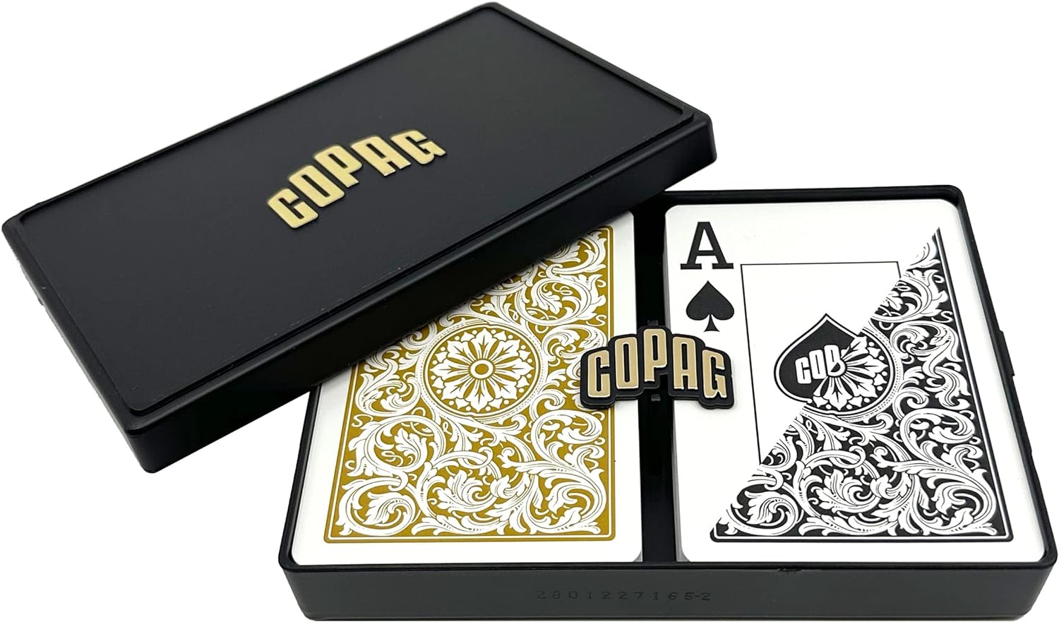 Copag 1546 Design 100% Plastic Playing Cards, Poker Size (Standard) Black/Gold (Jumbo Index, 1 Set)