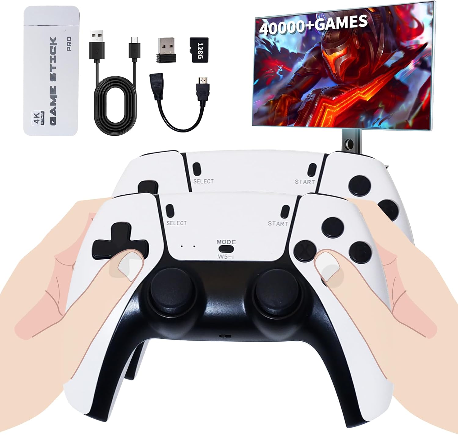 Retro Gaming Console Stick – Plug & Play Video Game Stick with 40,000+ Classic Games, 20+ Emulators, 4K HDMI Output, 2.4GHz Wireless Controllers, Retro Game System for TV(128G