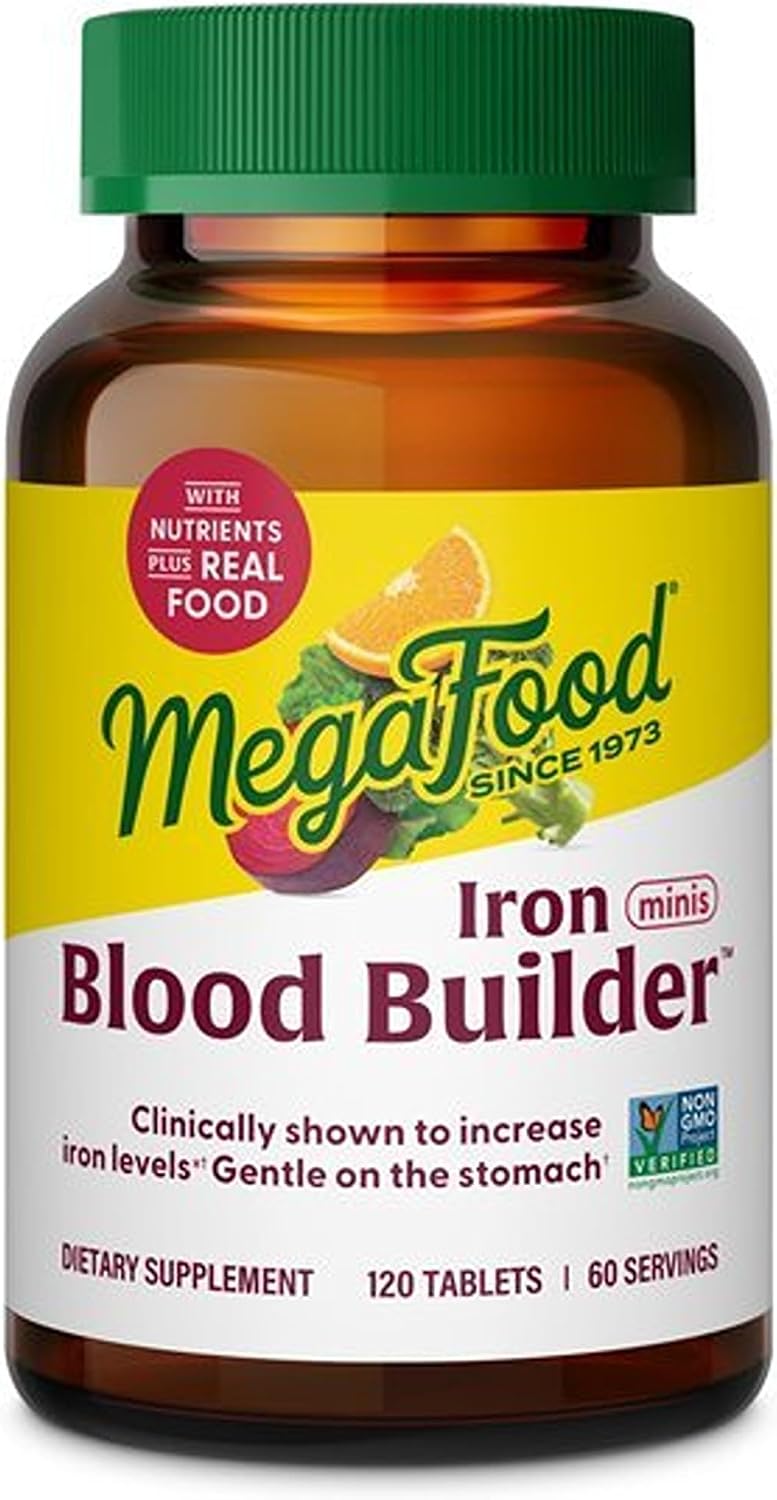 MegaFood Blood Builder Iron Supplement, Energy Support, 120 Mini Tablets