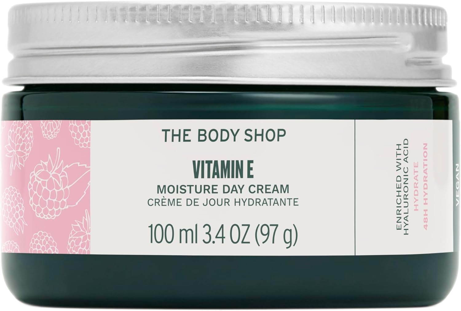 The Body Shop Vitamin E Moisture Day Cream (1x 100ml), Lightweight Face Moisturiser Suitable for Dry Skin, 48hr Hydrating Face Cream with Hyaluronic Acid & Vitamin E, Moisturiser for Women