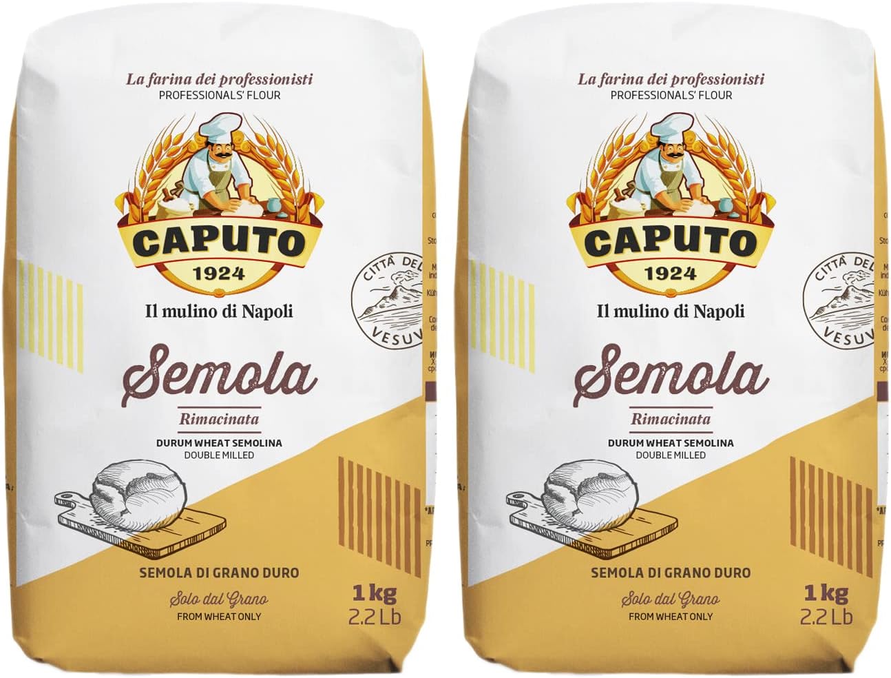 Caputo - Italian Premium Semolina Rimacinata (Double Milled) - 1 kg Pack (2)