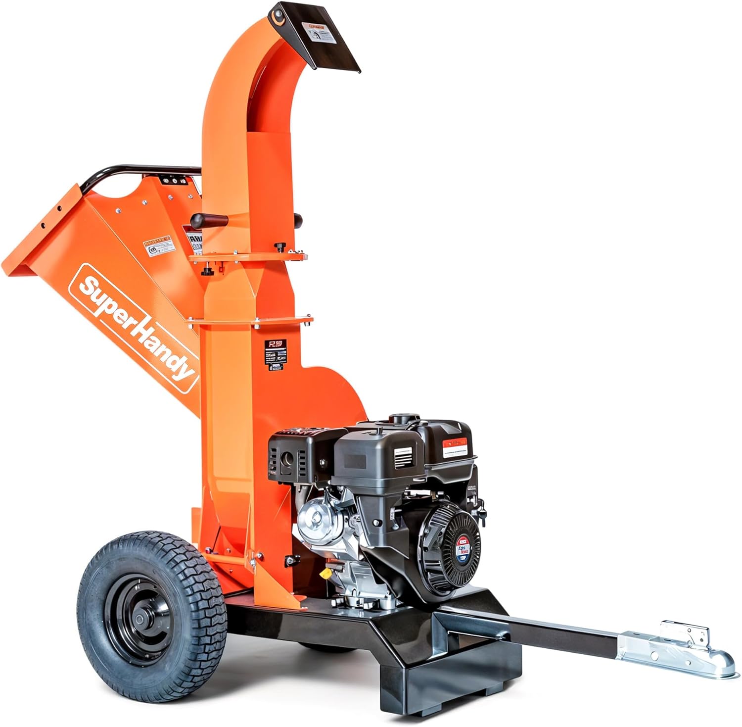 SuperHandy Towable Wood Chipper – 4 in. Chipping Capacity, 15HP Gas Engine, 13 in. Wheels, Electric Start, Trailer-Ready with 2 in. Coupler
