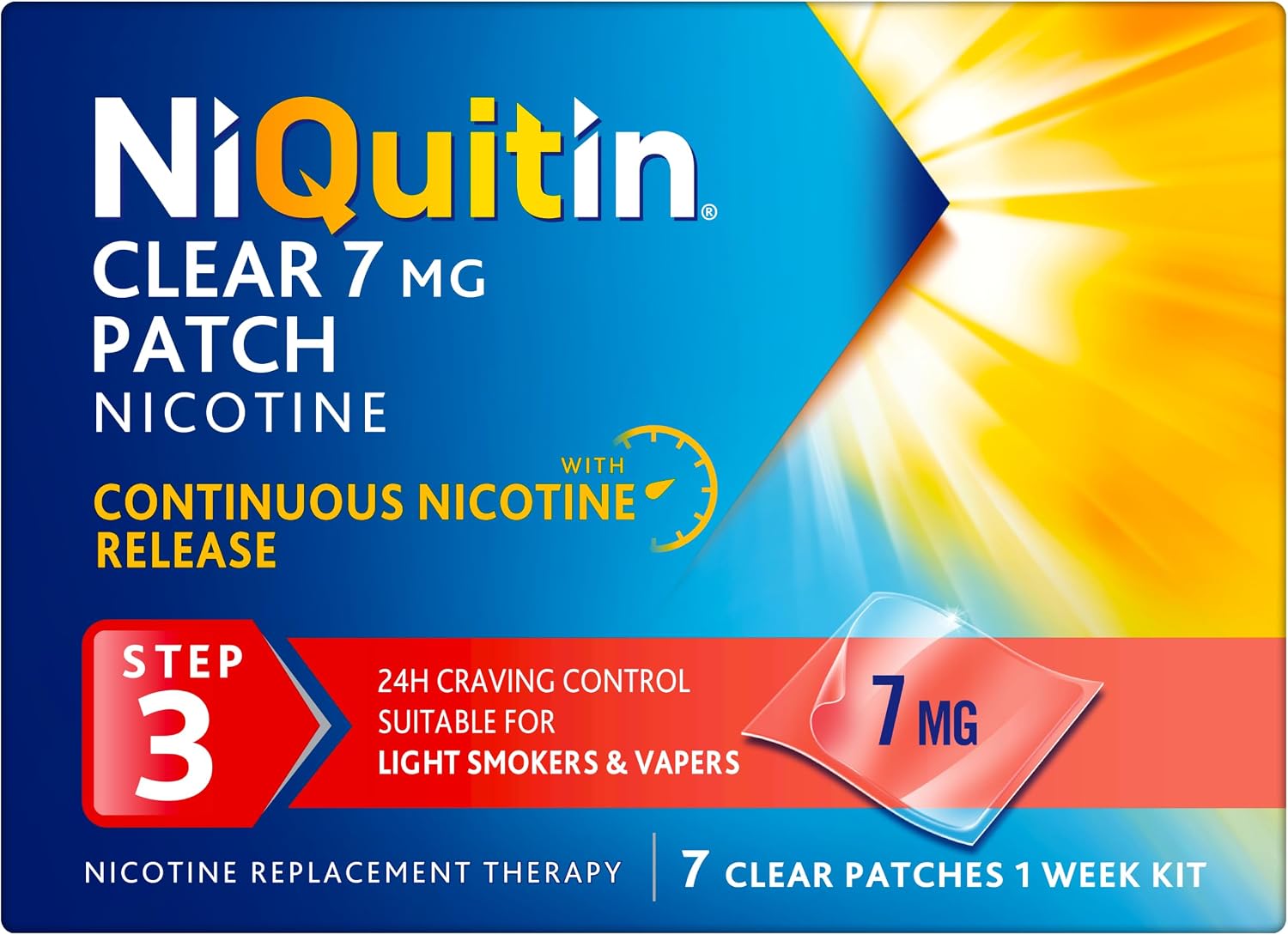 NiQuitin Clear Nicotine Patches Step 3 7mg, Pack of 7 (1 Week)