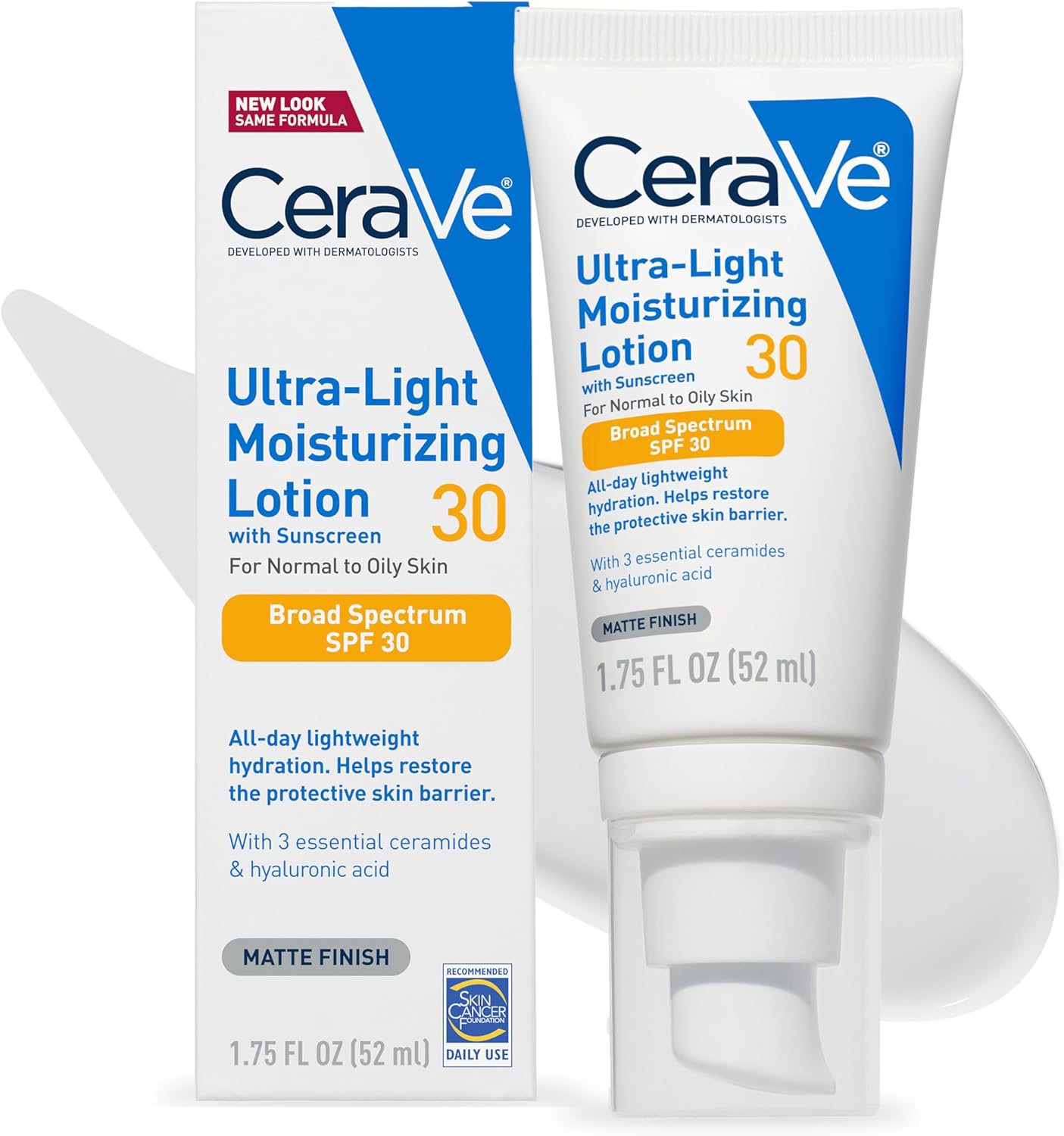 CeraVe Ultra-Light Face Lotion/Face Moisturizer with Sunscreen (SPF 30) for Daily Use, 1.7 Oz