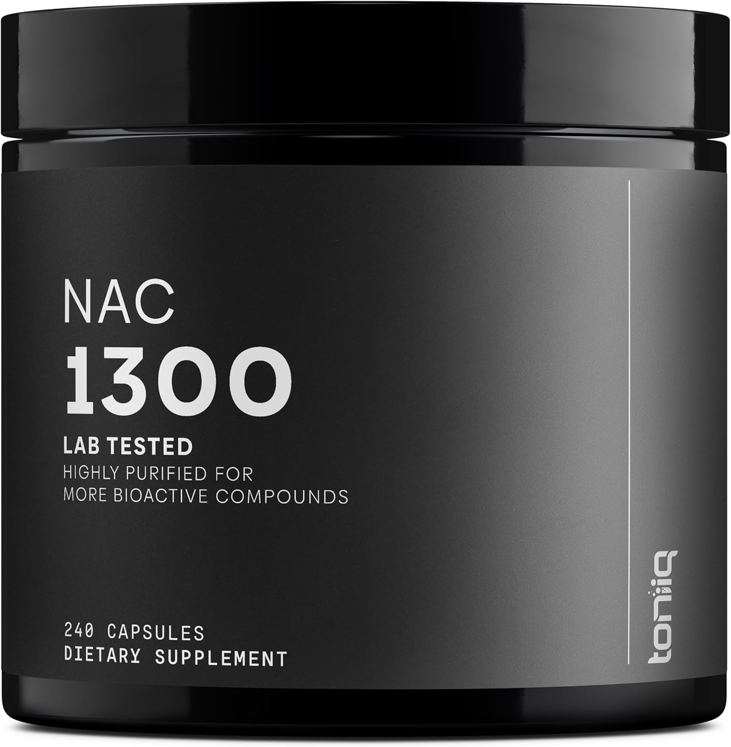 Toniiq 1300mg NAC - 4 Month Supply - Min. 98%+ Tested Purity - Ultra High Strength Bioavailable NAC Cysteine Supplement - 240 Vegetarian N Acetyl Cysteine Capsules -Lab Tested TQ