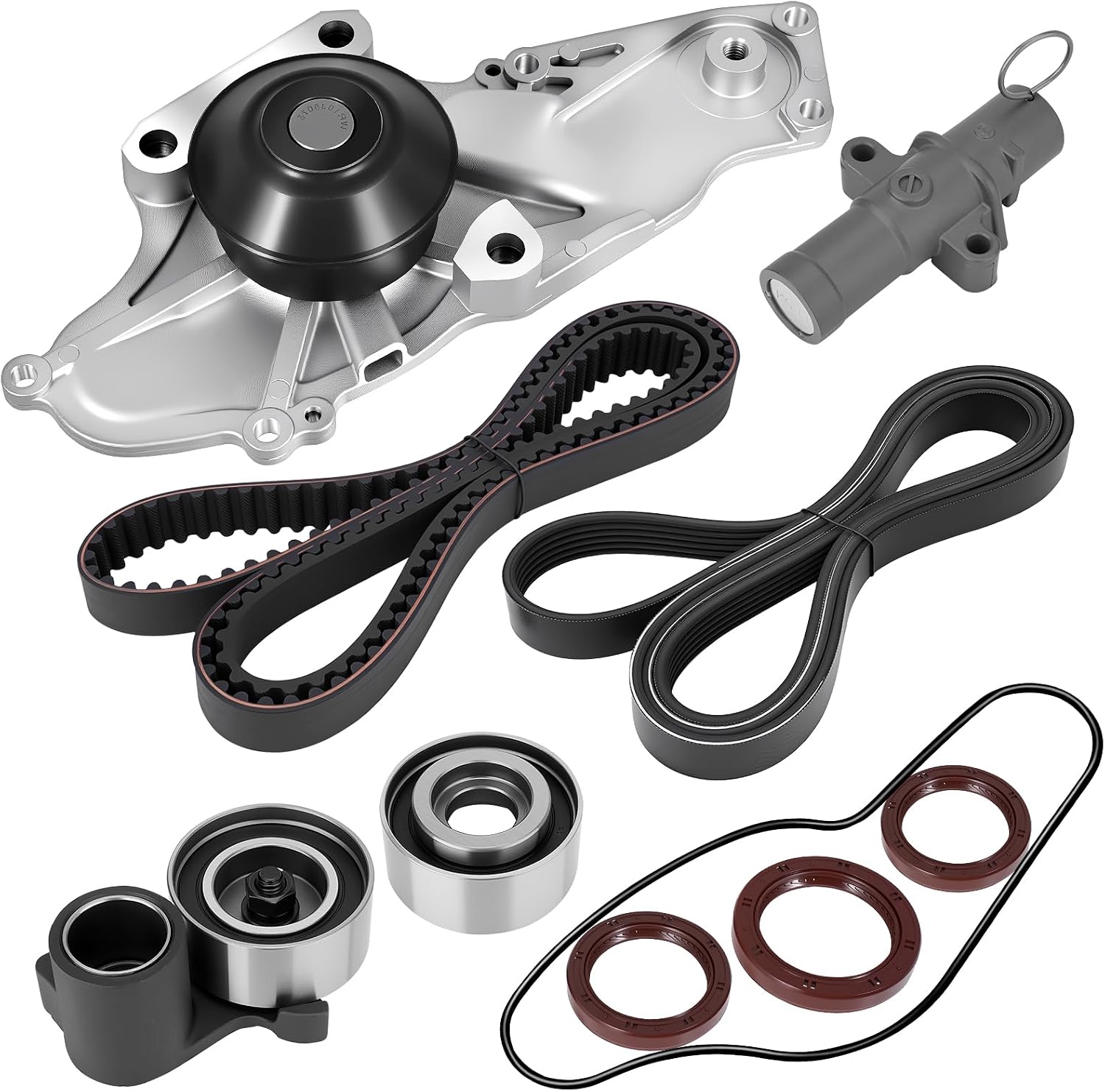 TKH-002 Engine Timing Belt Kit with Water Pump Replace# TCKWP329 | Compatible with 2003-2018 Honda Accord Crosstour Pilot Odyssey Ridgeline Acura MDX RL TL ZDX Saturn 3.0L 3.2L 3.5L 3.7L V6