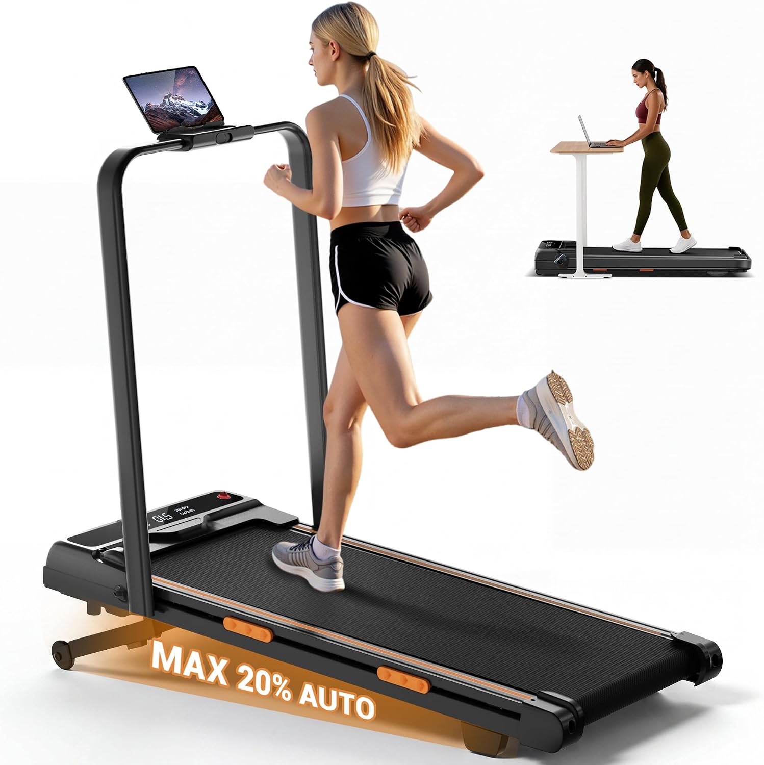 Incline Walking Pad Treadmill for Home, Foldable Walking and Running