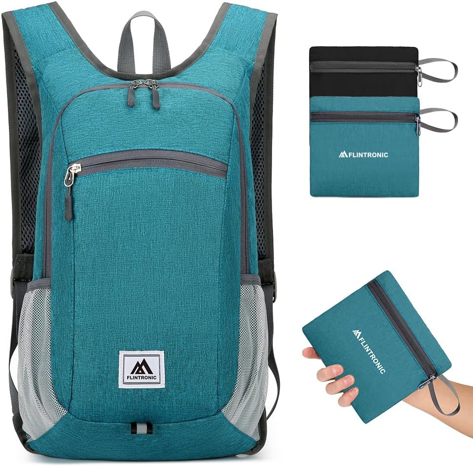 flintronic Foldable Backpack, Ultra Lightweight Rucksack, 16L Hiking Backpack, Unisex Packable Backpack For Men Women, Waterproof Travel Daypack For Outdoor Sport Biking Hiking Climbing