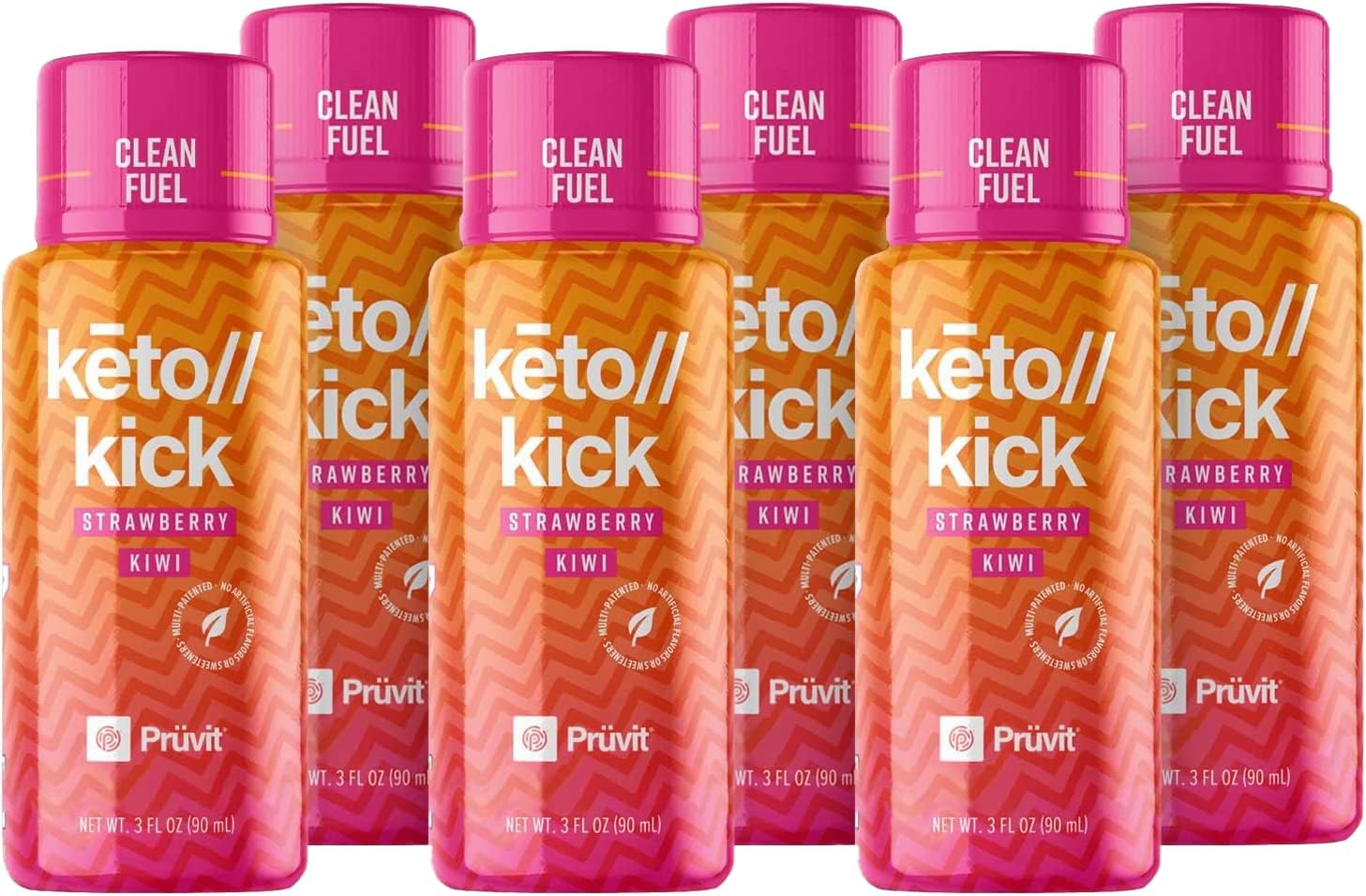Pruvit Keto Kick Strawberry Kiwi Exogenous Ketones - 6 Packs 90 ml