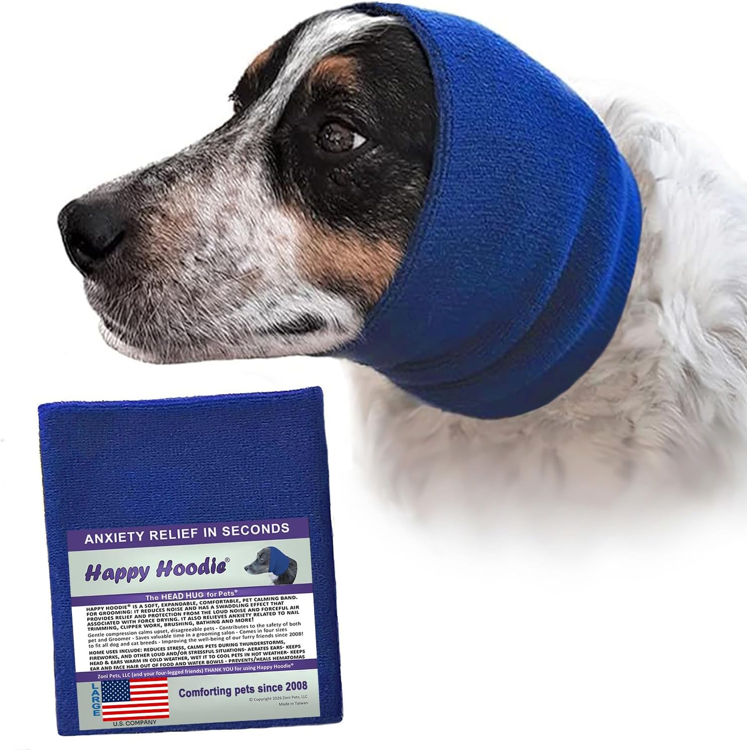 Happy Hoodie The Original Dog & Cat Calming Band for Noise & Anxiety Relief