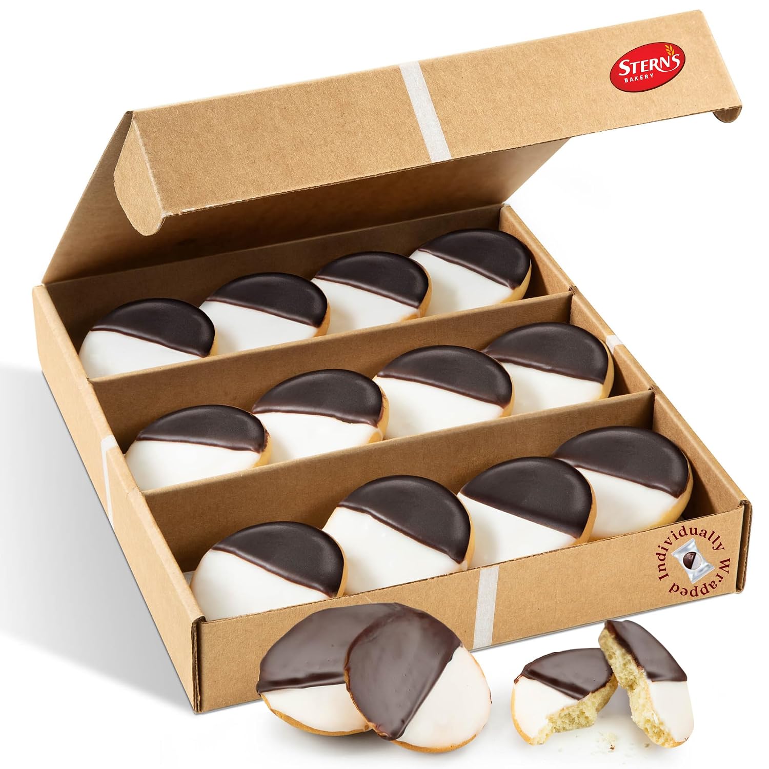 Holiday Gift Box | Gourmet Cookie Gifts | 12 Individually Wrapped Cookies | Prime Delivery | Christmas, Hanukkah, Thanksgiving | Men & Women | Stern’s Bakery ( Black & White Cookies Gift Box)