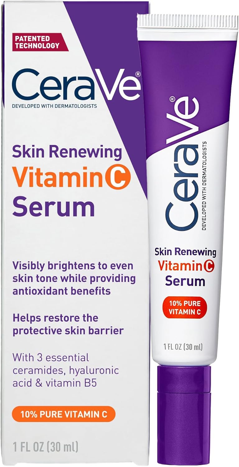 CeraVe 10% Pure Vitamin C Serum with Hyaluronic Acid and for Skin Brightening,Face | Fragrance Free | 1 Fl. Oz