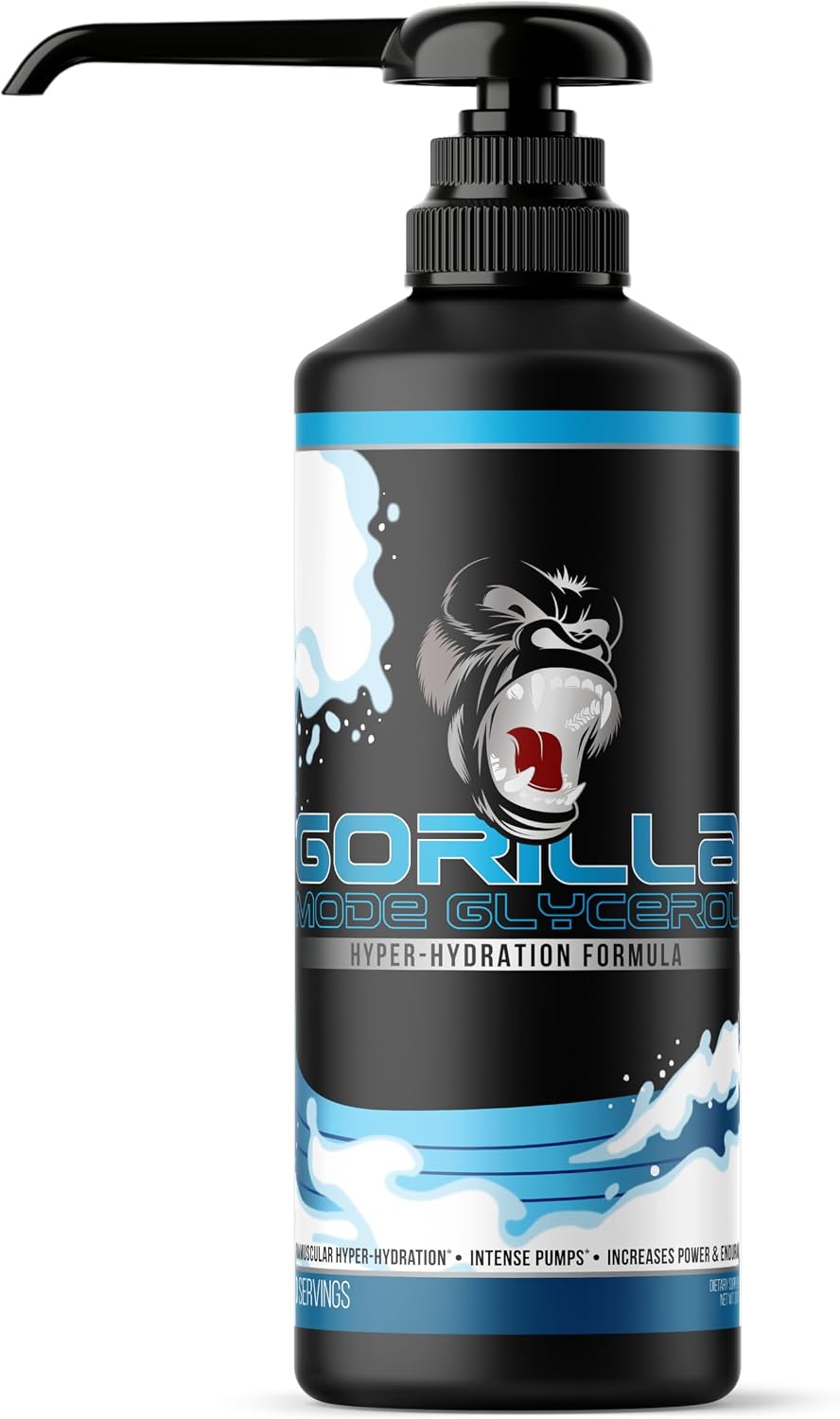 Gorilla Mode Liquid Glycerol Pre-Workout - Hydrating Pre-Workout Formula for Intense Pumps · Intramuscular Hyper-Hydration · Increased Power & Endurance / 33 FL OZ (Unflavored)