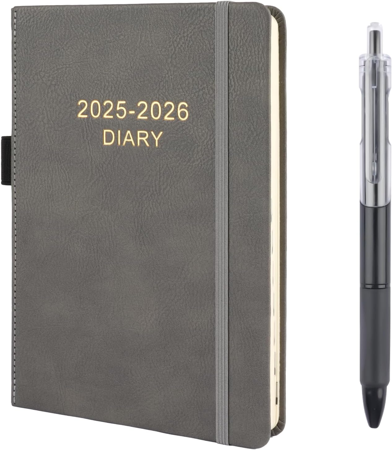 Diary 2025-2026 A5 Page a Day, 352 Pages Soft Cover Mid Year Academic Diary with Pen, Daily Planner from Jul 2025 to Jun 2026 for School,Office,Home Academic Diary(Grey)
