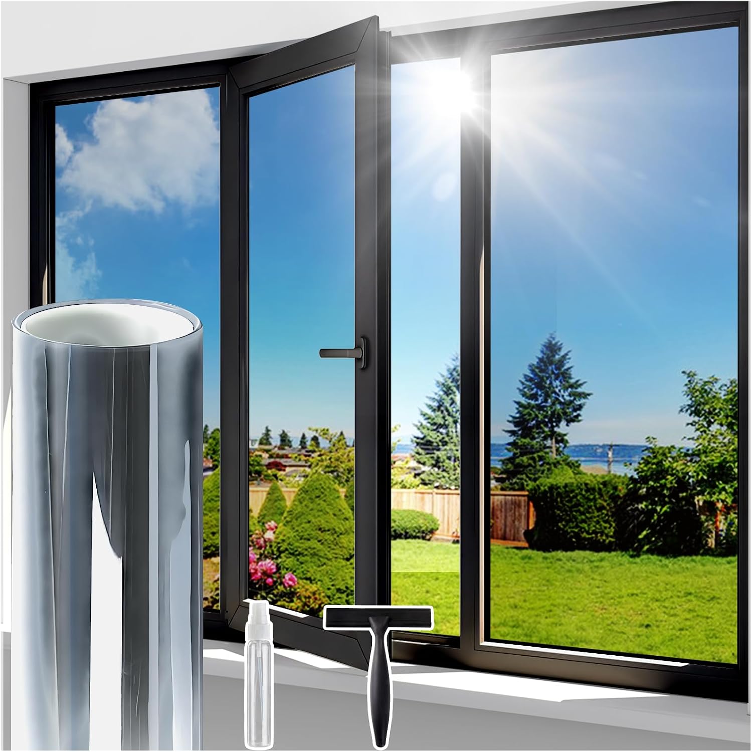 Lifetree One Way Clear Window Film Privacy, Silver, 44.5x200cm