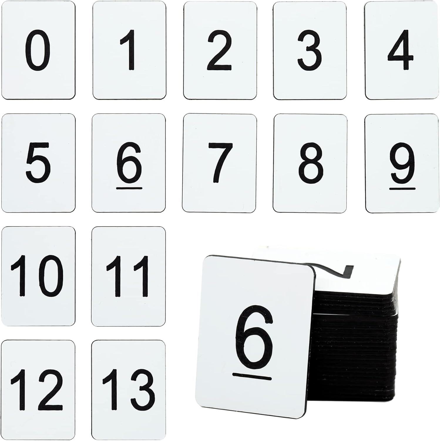 StayMax Plastic Numbered Tags Rectangle 0-50, White (50 Count)