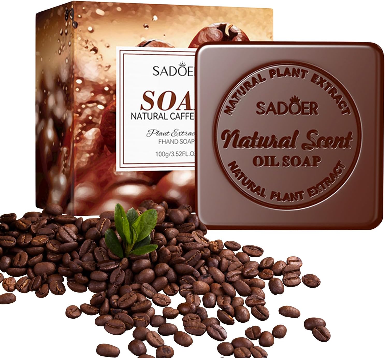 Coffee Soap Bar, Natural Soap Bars with Essential Oils, 2 PCS Moisturising Solid Hand Soap 100g, Handmade Soap for Bathing, Washing for Hair, Face, Body, All Skin Suitable