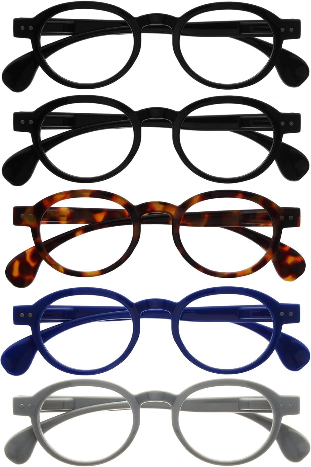 OPULIZE OCA Reading Glasses - Modern Retro Round Frame - Mens Womens - Spring Hinges - R54